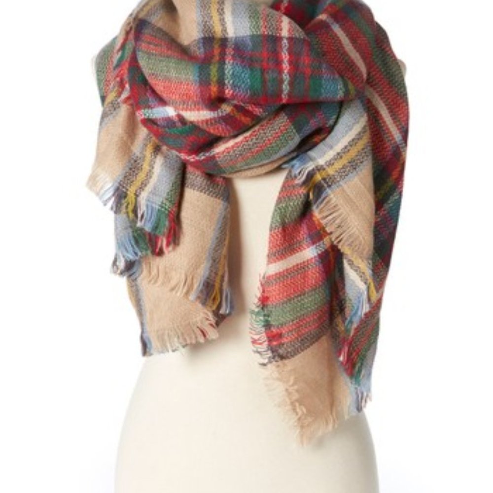 Beige Plaid Scarf